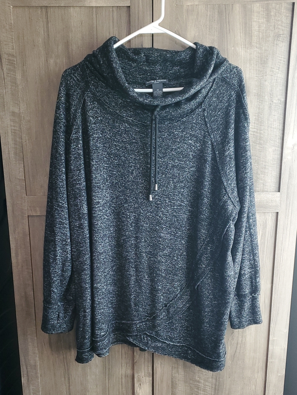 Cozy Cowl Neck Pullover Sweater - Dark Charcoal